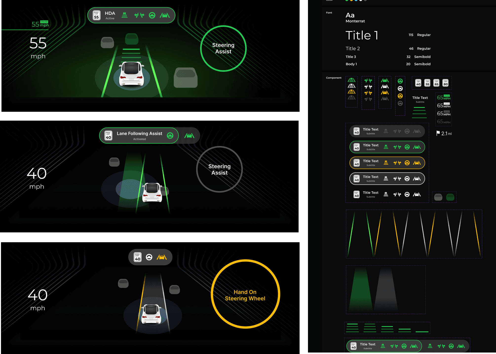 Typography, icons, color and component treatments for the HDA interface.