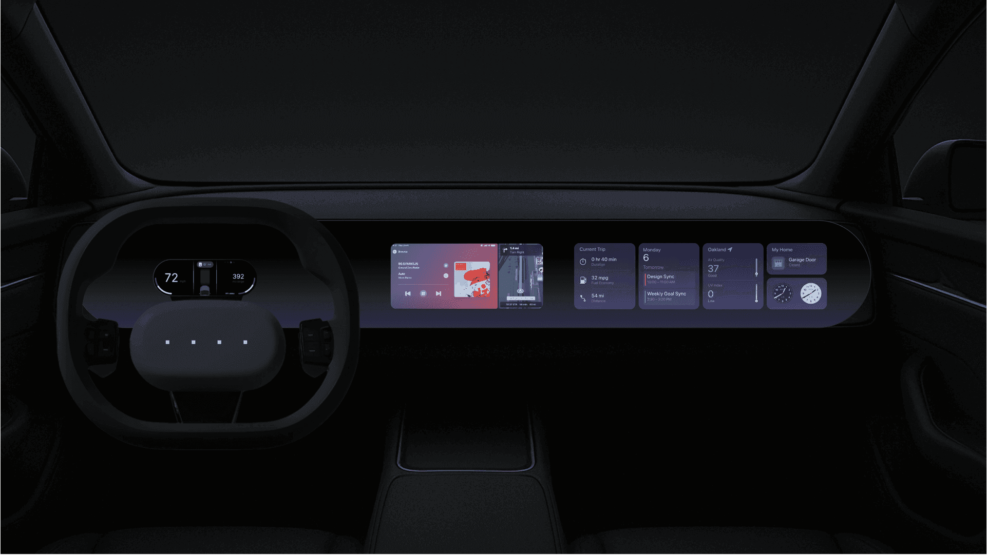North Star cabin visualization with a compact display in the steering wheel.
